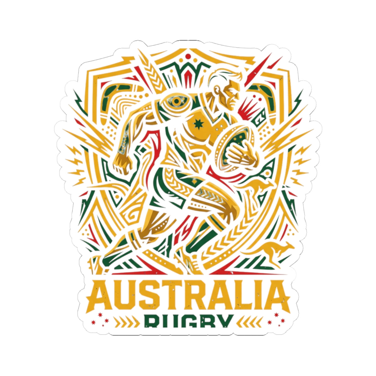 Sticker — Australia Rugby Kiss-Cut Sticker (Team Emblem, Laptop Decal)
