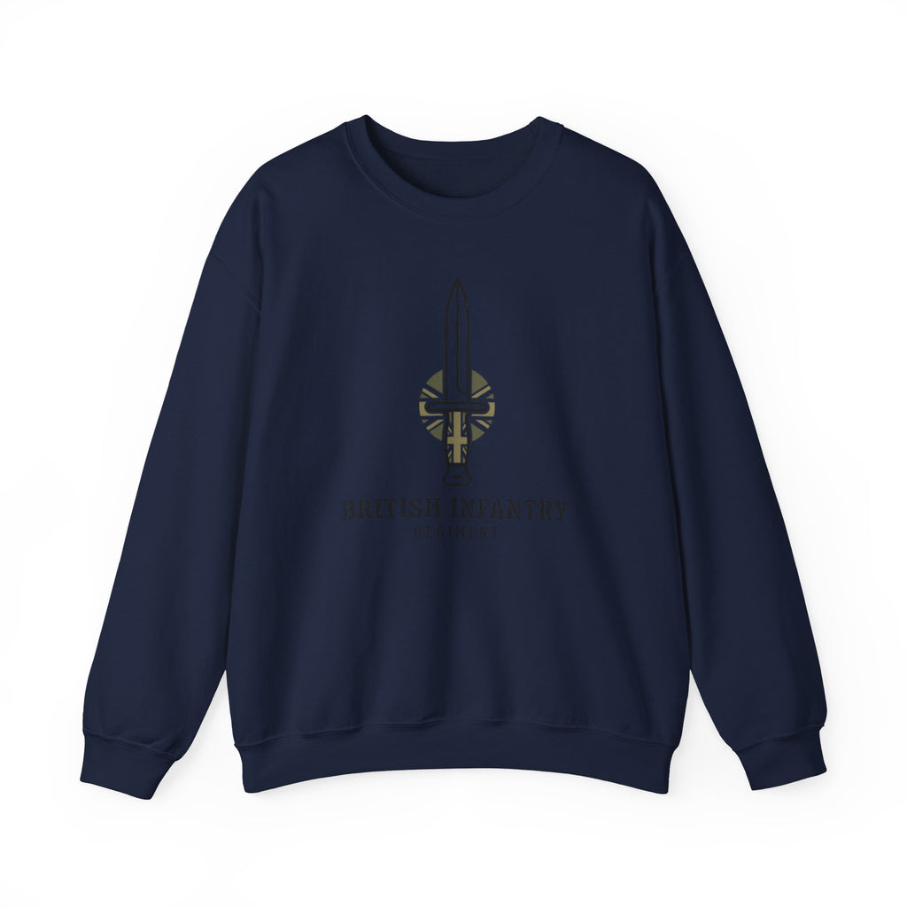 British Infantry Regiment Crewneck Sweatshirt — Sword Emblem Military Pullover