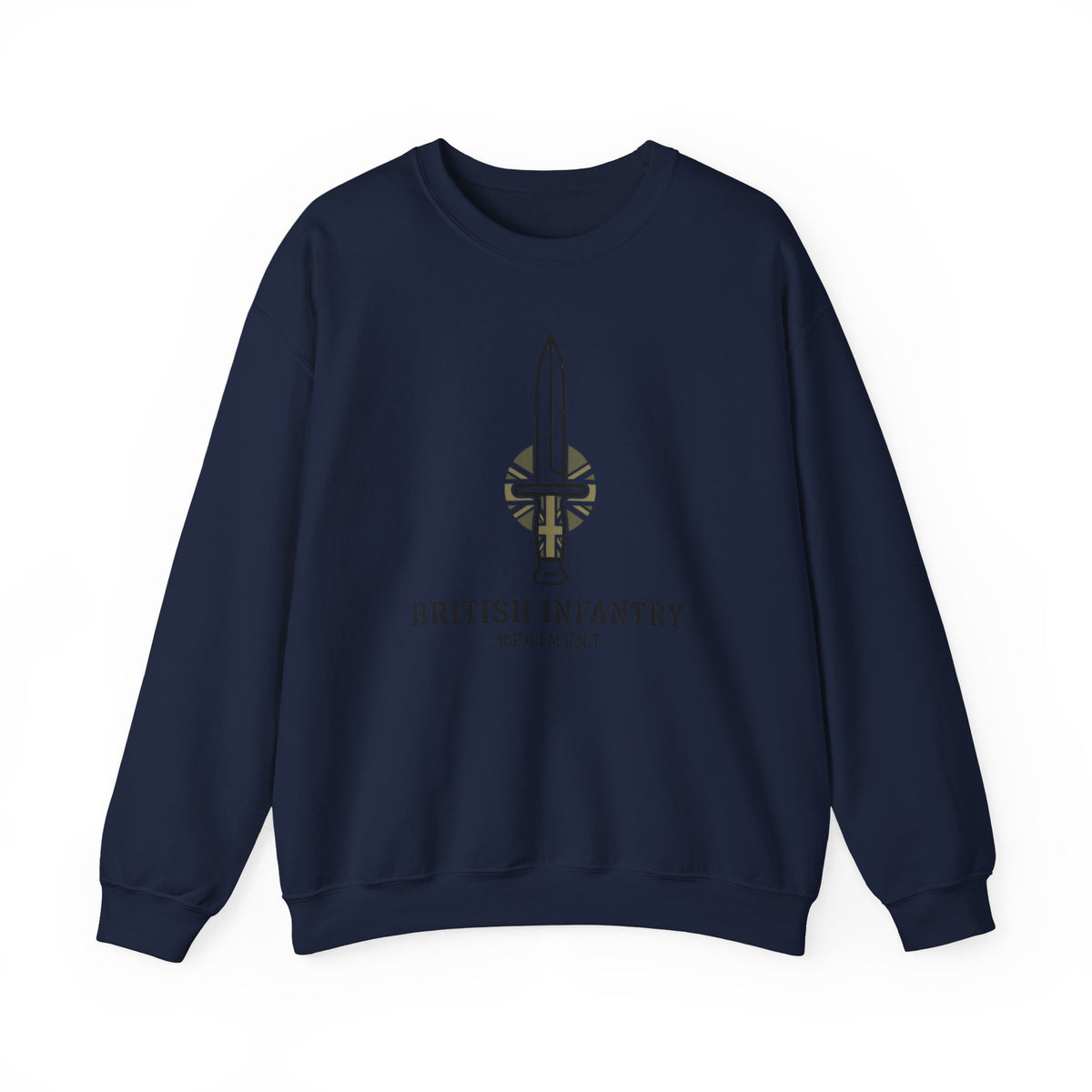 British Infantry Regiment Crewneck Sweatshirt — Sword Emblem Military Pullover
