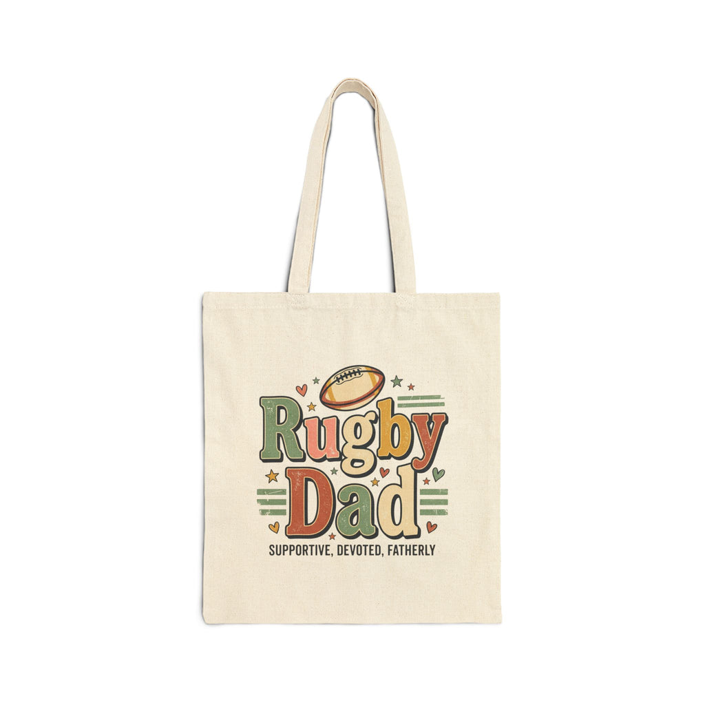 Rugby Dad Canvas Tote Bag — Supportive, Devoted, Fatherly Rugby Gift