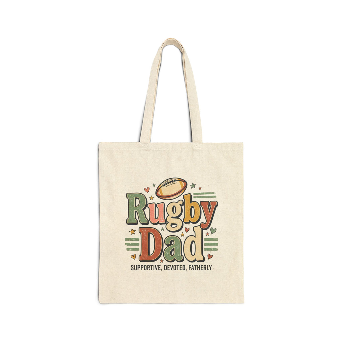Rugby Dad Canvas Tote Bag — Supportive, Devoted, Fatherly Rugby Gift
