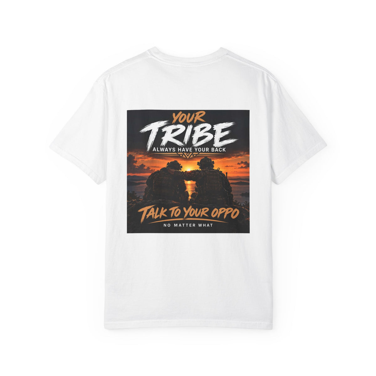 Tribal Sunset T‑Shirt — "Your Tribe" Inspirational Back Graphic
