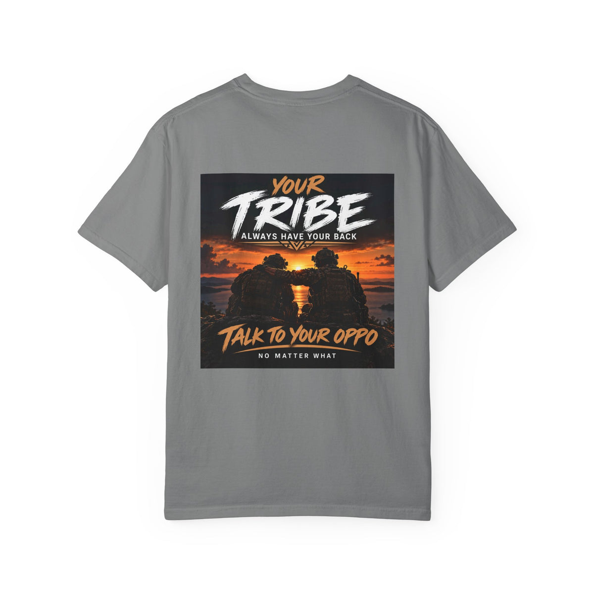 Tribal Sunset T‑Shirt — "Your Tribe" Inspirational Back Graphic