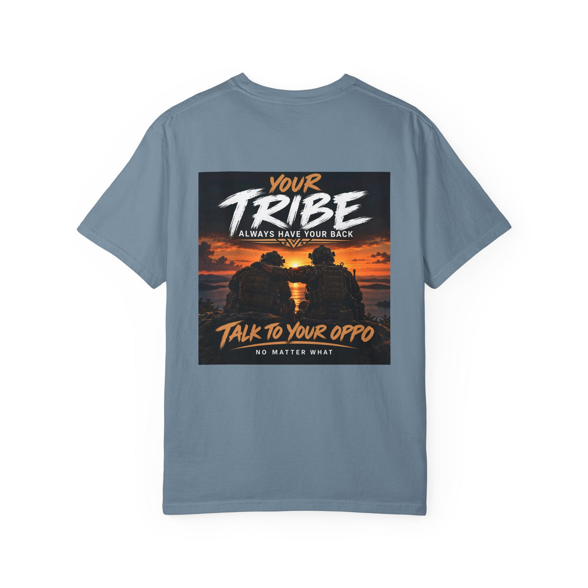 Tribal Sunset T‑Shirt — "Your Tribe" Inspirational Back Graphic