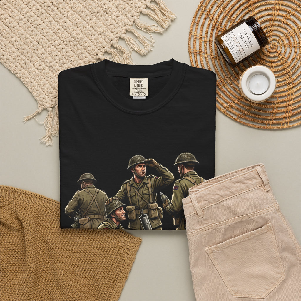 Mortars Military Crew T‑Shirt — Vintage Soldier Illustration Tee