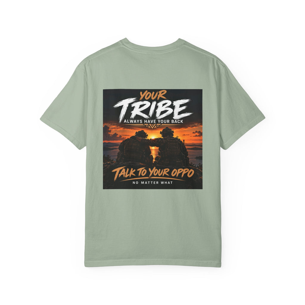 Tribal Sunset T‑Shirt — "Your Tribe" Inspirational Back Graphic