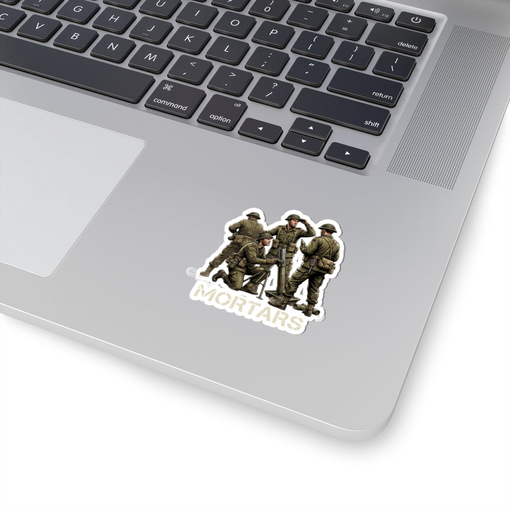 Mortars Military Sticker — WWII Soldiers Illustration Kiss-Cut Decal