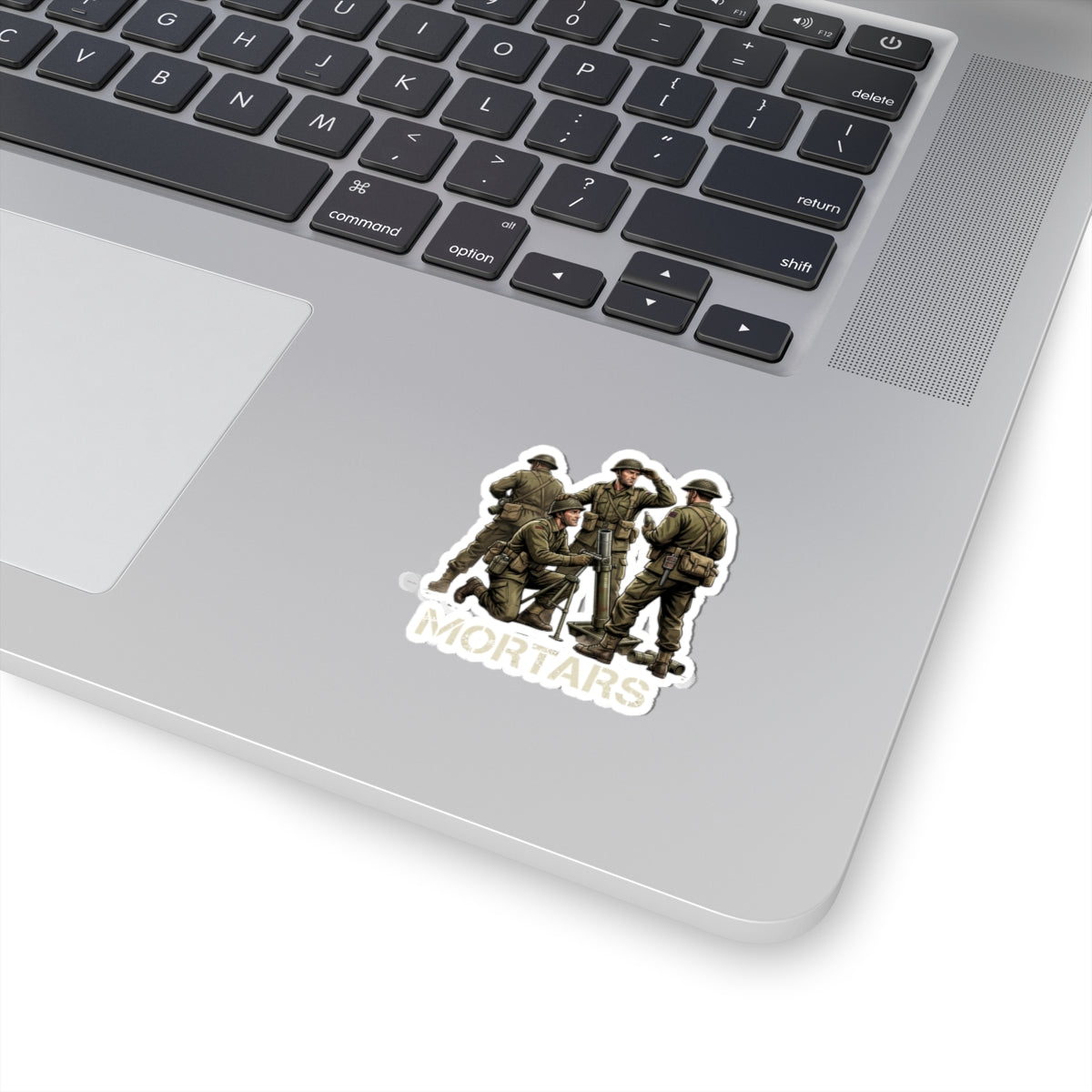 Mortars Military Sticker — WWII Soldiers Illustration Kiss-Cut Decal