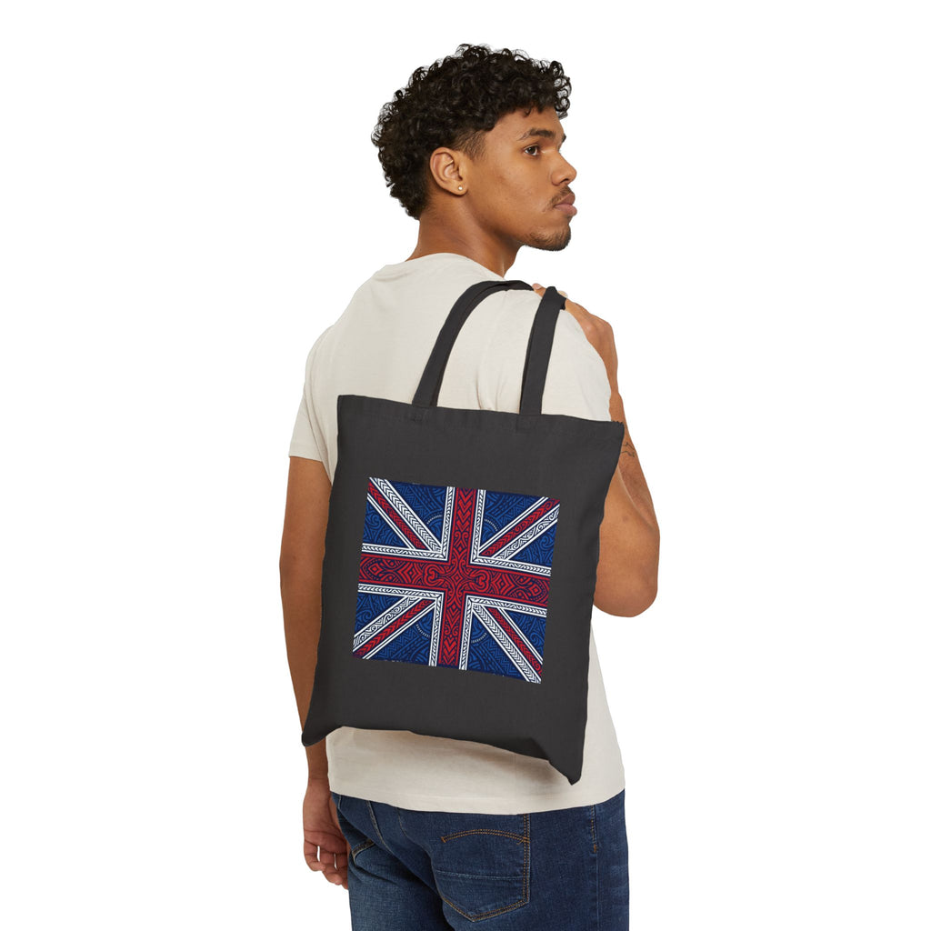 Union Jack Paisley Cotton Tote Bag — British Flag Canvas Market Shopper
