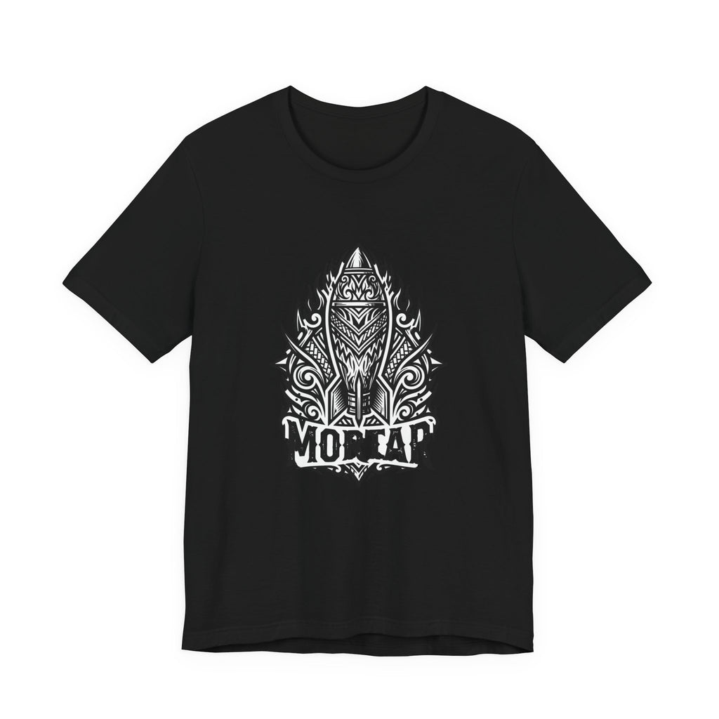 Mortar Tribal Rocket T-Shirt — Bold Black Graphic Tee
