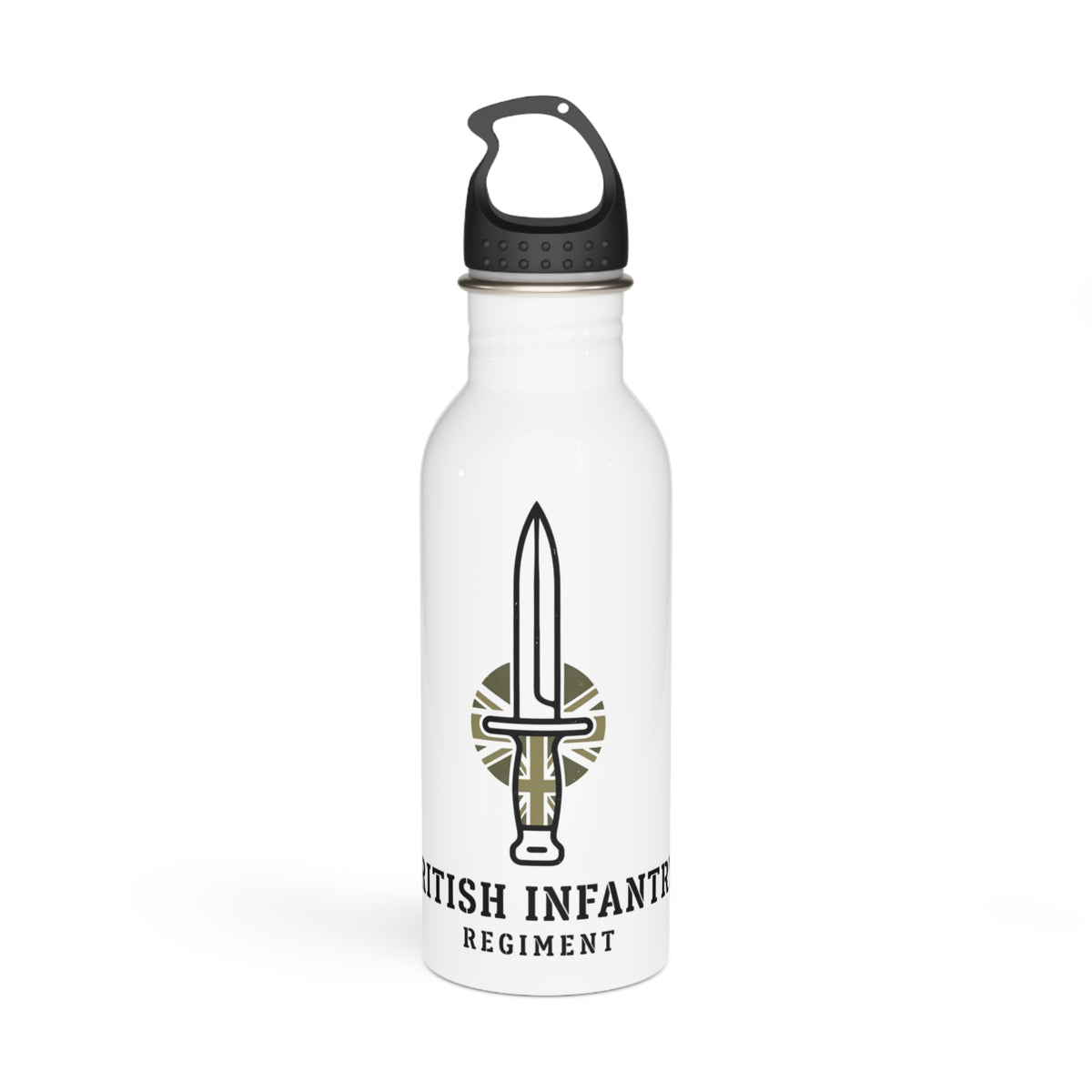 British Infantry Regiment Stainless Steel Water Bottle — Military Sword Emblem