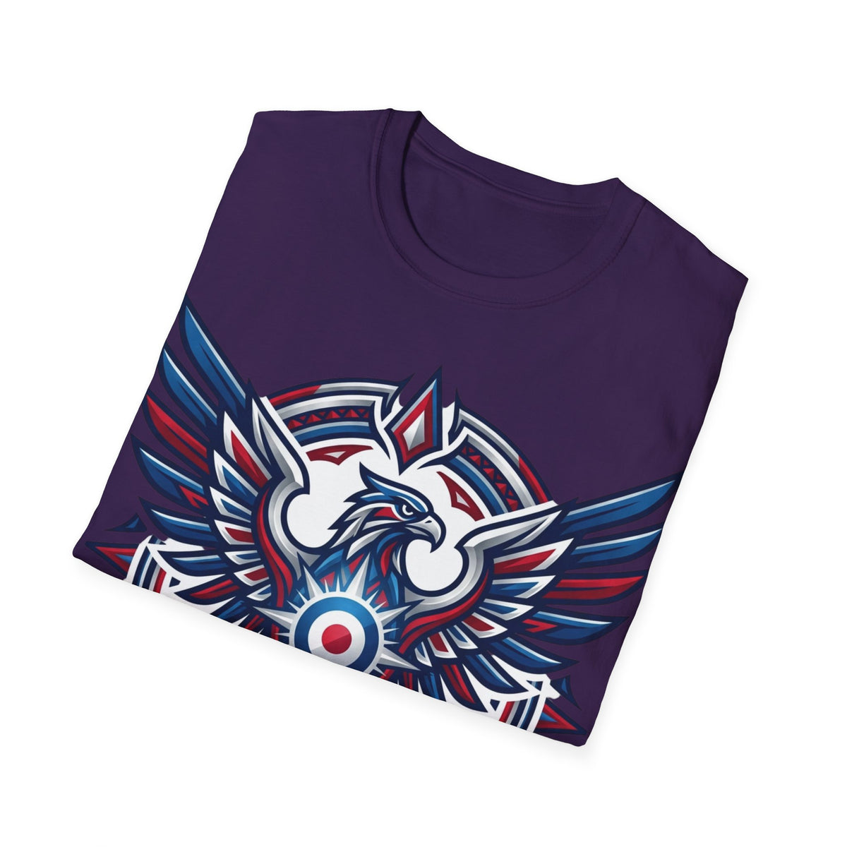 Patriotic Tribal Eagle T-Shirt – Red White Blue Heraldic Graphic Tee
