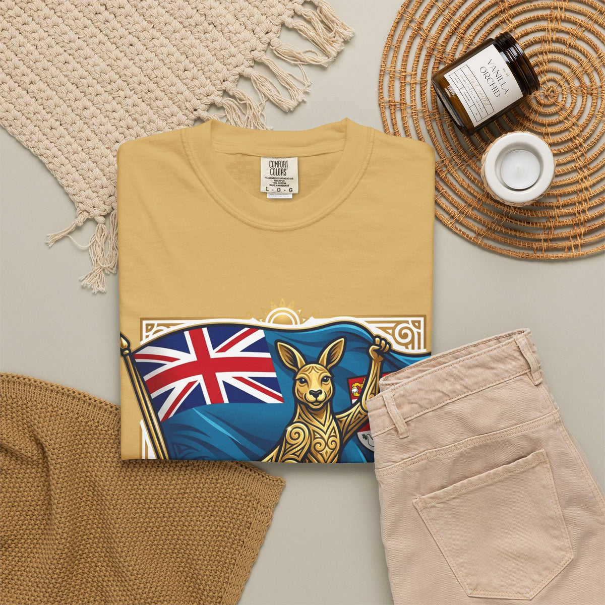 Fiji Day T-Shirt – 'Happy Fiji Day From Down Under' Kangaroo & Fiji Flag Tee
