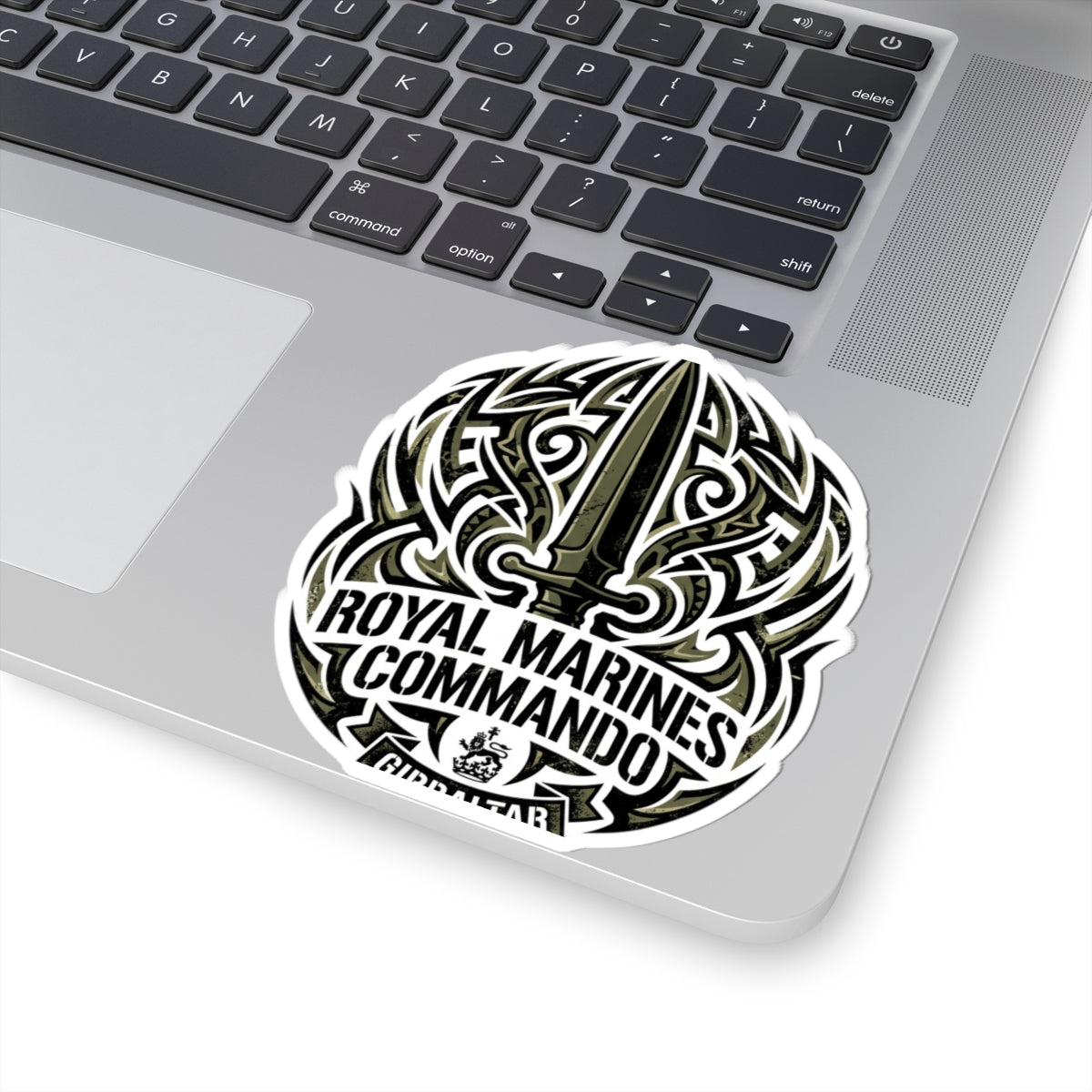 Royal Marines Commando Kiss-Cut Sticker — Tactical Sword Emblem (Gibraltar)