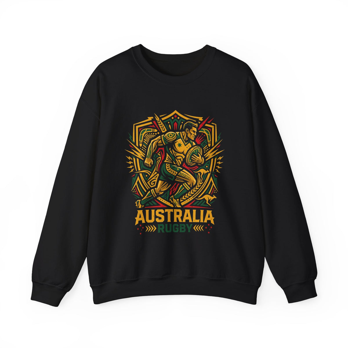 Australia Rugby Crewneck Sweatshirt — Abstract Kangaroo Rugby Design