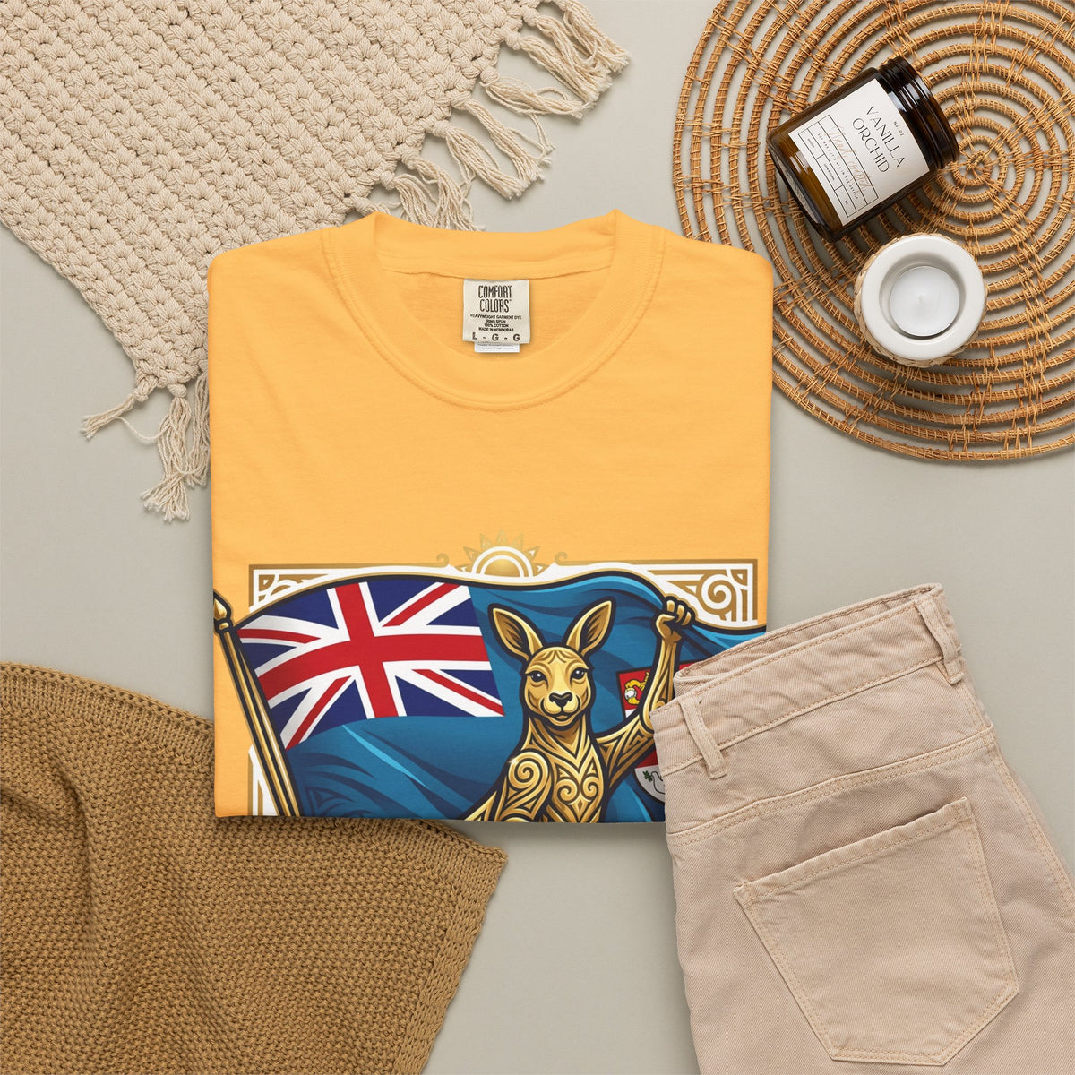 Fiji Day T-Shirt – 'Happy Fiji Day From Down Under' Kangaroo & Fiji Flag Tee