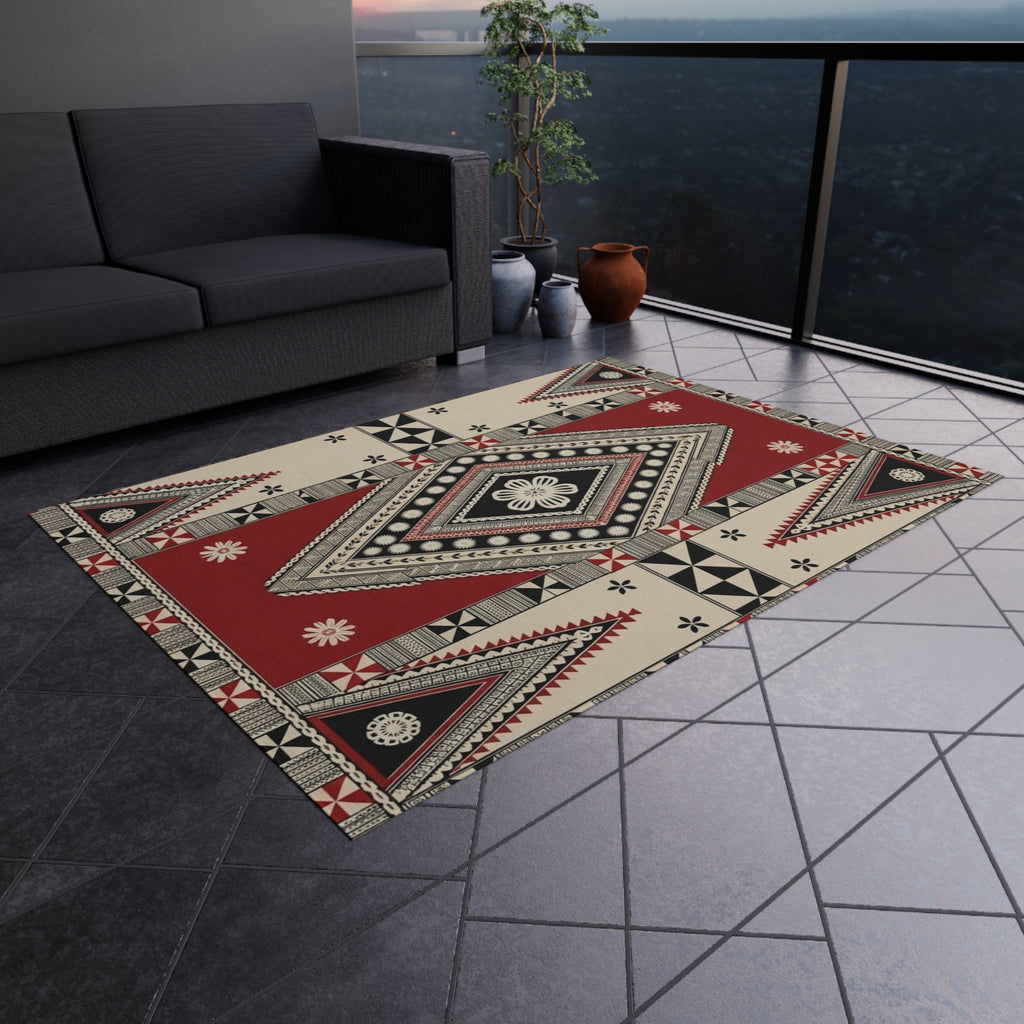 Southwestern Diamond Outdoor Rug — Durable Patio/Deck Accent Mat