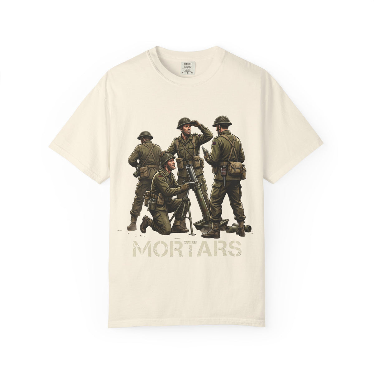 Mortars Military Crew T‑Shirt — Vintage Soldier Illustration Tee