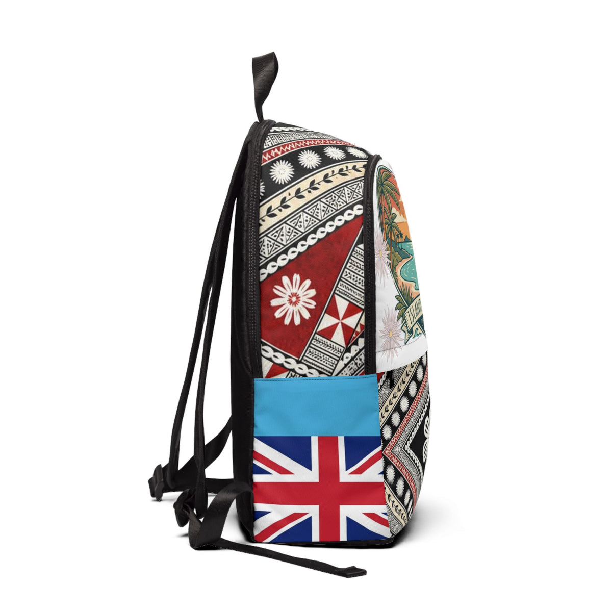 Island Paradise Backpack — Tropical Surf Sail Travel Bag with Union Jack Pocket