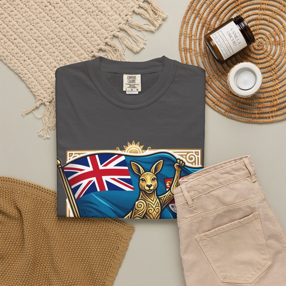 Fiji Day T-Shirt – 'Happy Fiji Day From Down Under' Kangaroo & Fiji Flag Tee