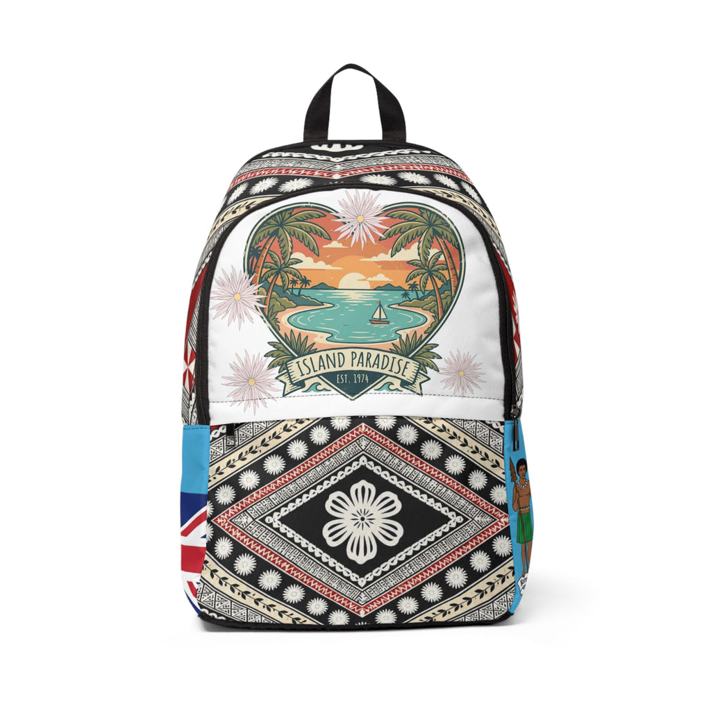 Island Paradise Backpack — Tropical Surf Sail Travel Bag with Union Jack Pocket