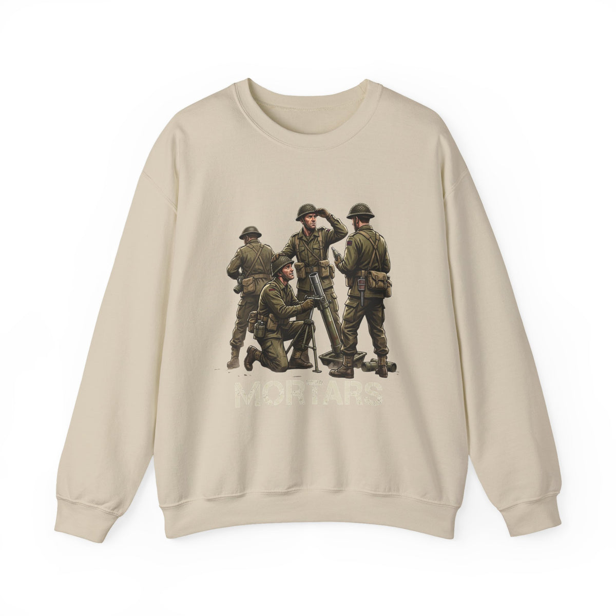 Mortars Crewneck Sweatshirt — Military Soldiers Vintage Graphic