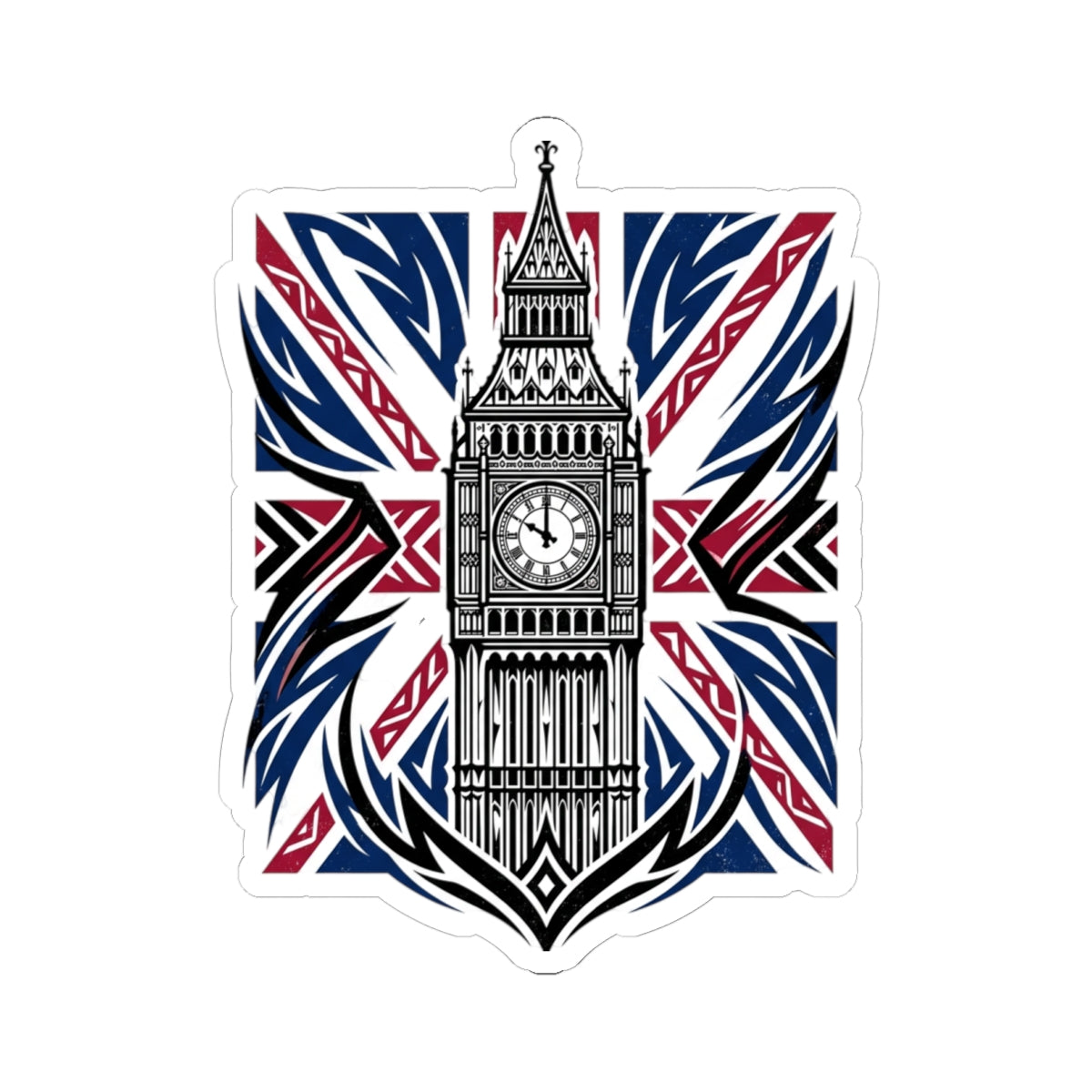 Big Ben Union Jack Sticker — London Landmark Kiss-Cut Sticker