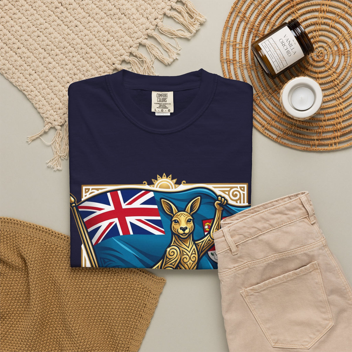 Fiji Day T-Shirt – 'Happy Fiji Day From Down Under' Kangaroo & Fiji Flag Tee