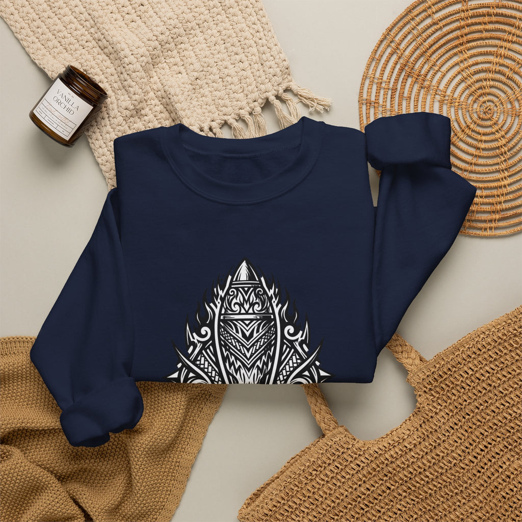Crewneck Sweatshirt — Mortar Tribal Shield Graphic
