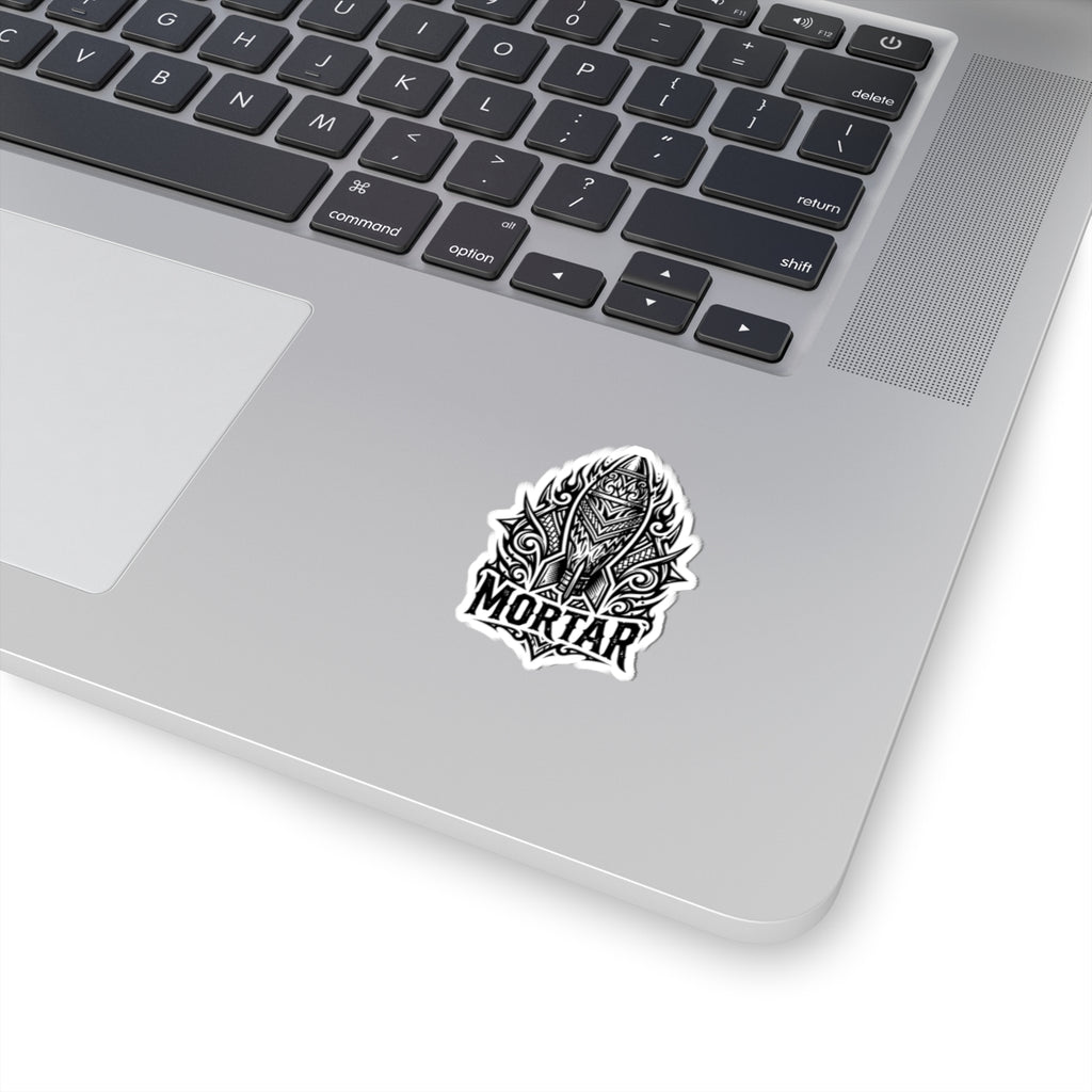 Mortar Rocket Sticker — Tribal Black & White Kiss-Cut Sticker for Laptops, Gear & Skateboards