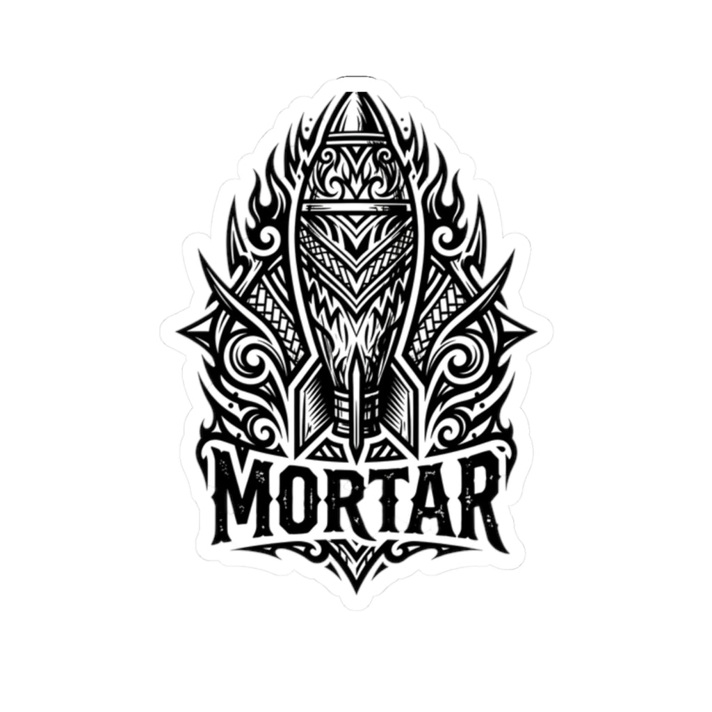 Mortar Rocket Sticker — Tribal Black & White Kiss-Cut Sticker for Laptops, Gear & Skateboards