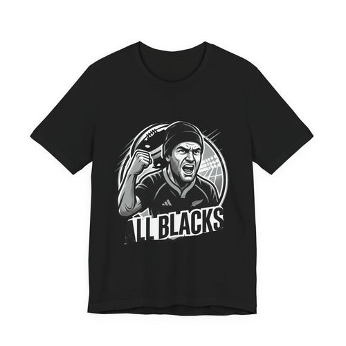 All Blacks Rugby T-Shirt — Men’s Fan Tee with Chant Graphic