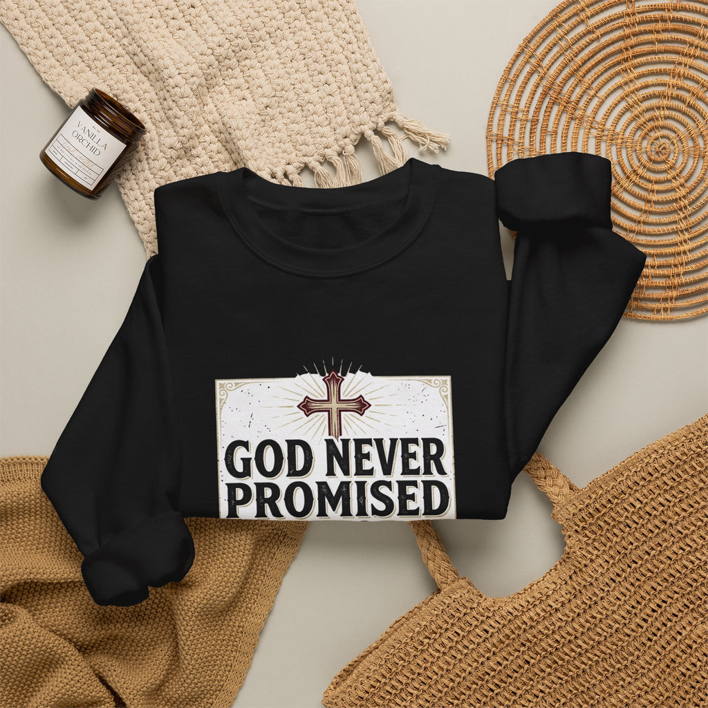 Christian Crewneck Sweatshirt — “God Never Promised Victory Without a Fight” Inspirational Faith Sweatshirt
