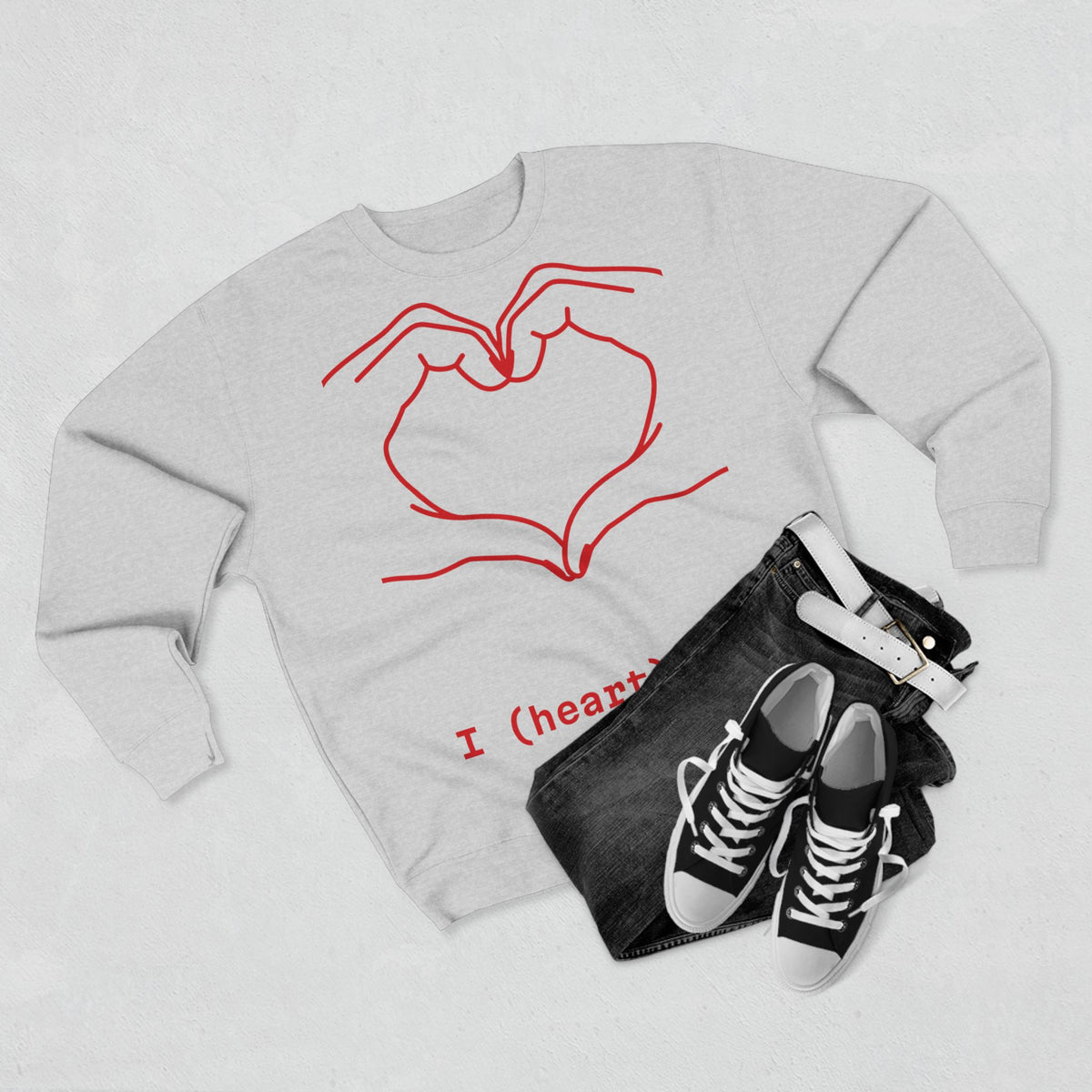 Heart Hands Crewneck Sweatshirt — I (heart) you Valentine Pullover