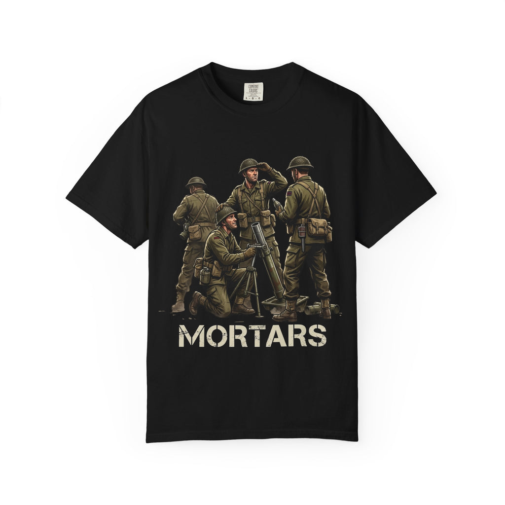 Mortars Military Crew T‑Shirt — Vintage Soldier Illustration Tee