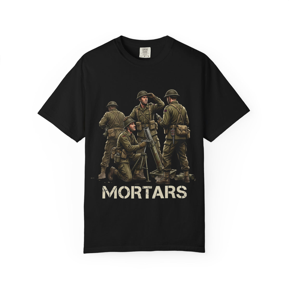Mortars Military Crew T‑Shirt — Vintage Soldier Illustration Tee