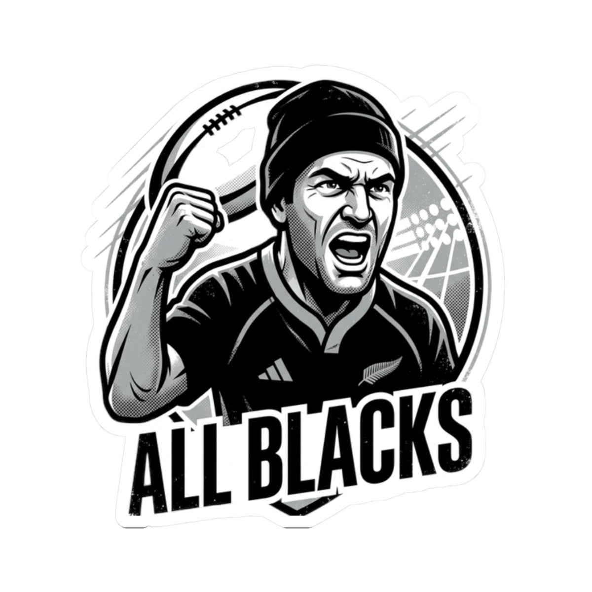 All Blacks Rugby Player Kiss-Cut Sticker — Fierce Fan Decal