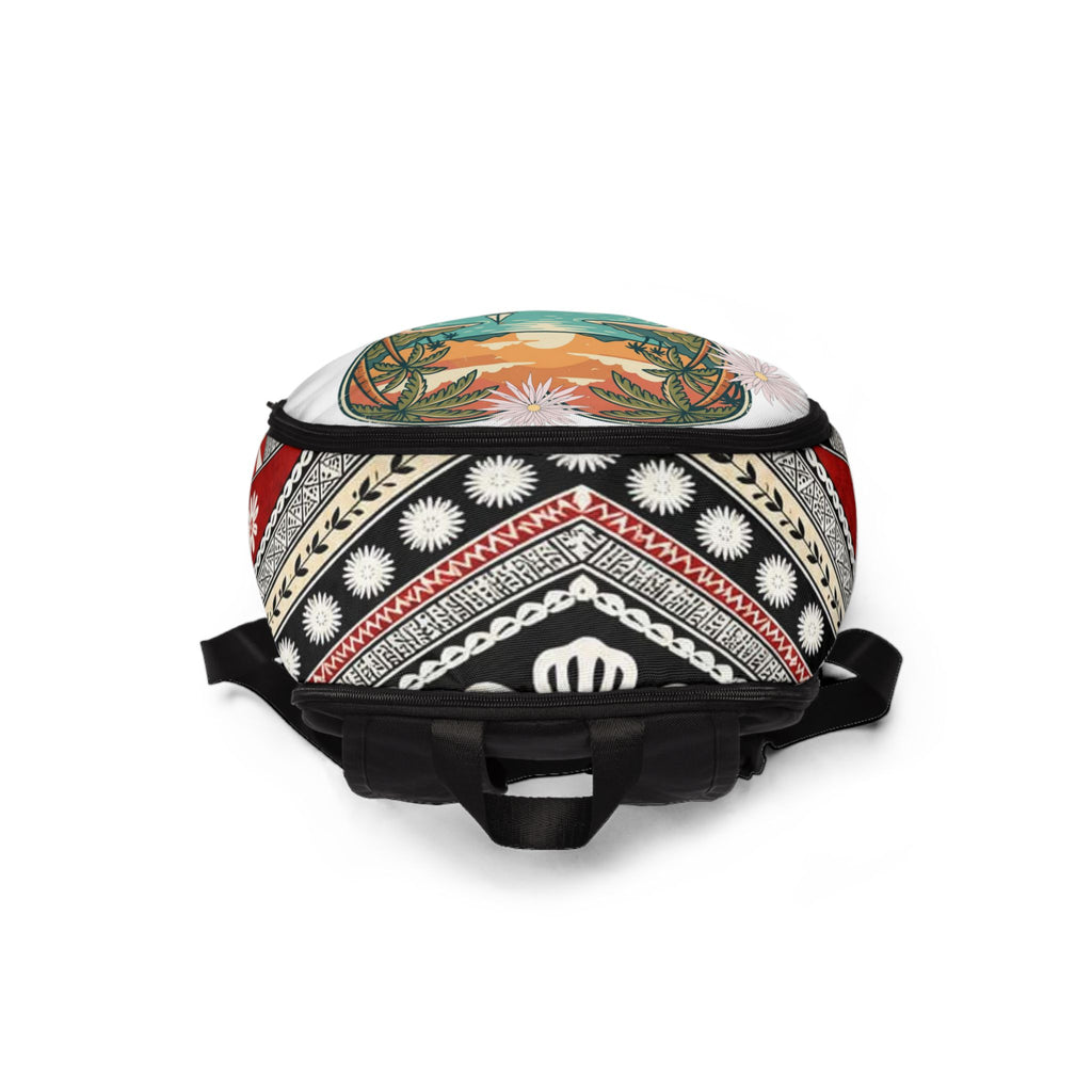 Island Paradise Backpack — Tropical Surf Sail Travel Bag with Union Jack Pocket