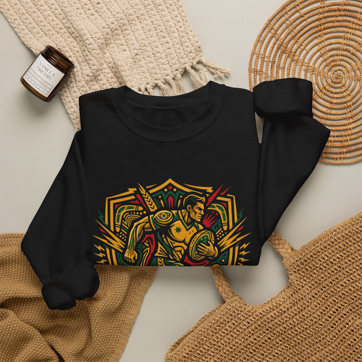 Australia Rugby Crewneck Sweatshirt — Abstract Kangaroo Rugby Design