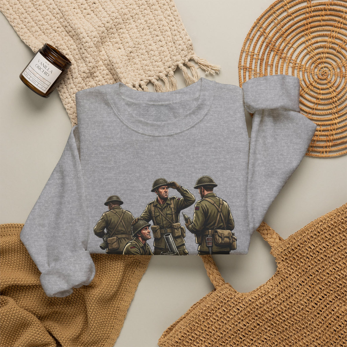 Mortars Crewneck Sweatshirt — Military Soldiers Vintage Graphic