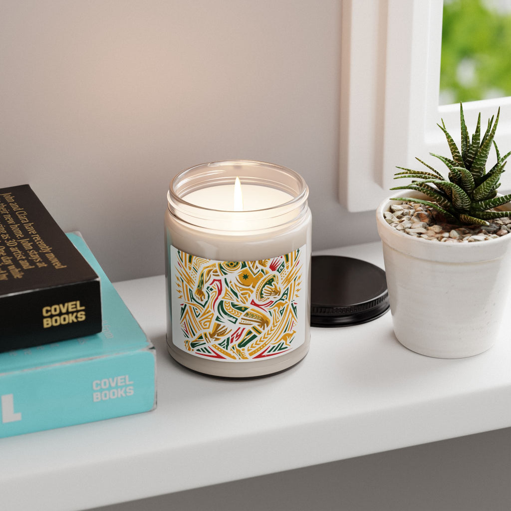 Soy Candle — Vibrant Folk Art Scented Jar (9 oz)