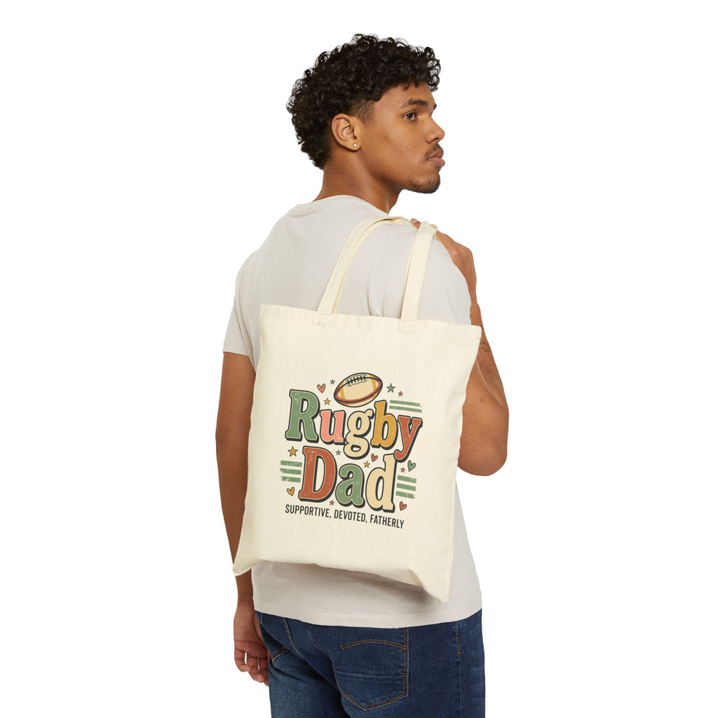 Rugby Dad Canvas Tote Bag — Supportive, Devoted, Fatherly Rugby Gift