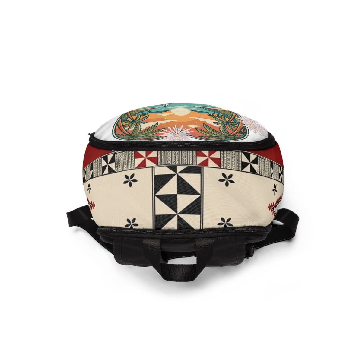 Island Paradise Backpack — Tropical Surf Sail Travel Bag with Union Jack Pocket