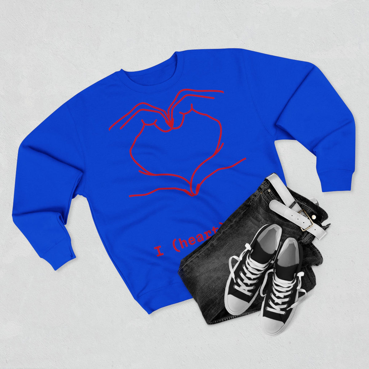 Heart Hands Crewneck Sweatshirt — I (heart) you Valentine Pullover