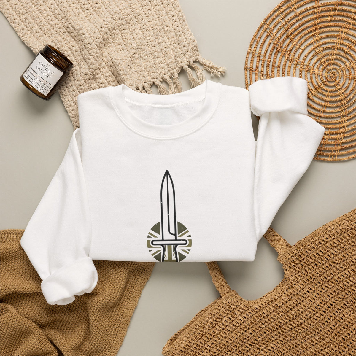 British Infantry Regiment Crewneck Sweatshirt — Sword Emblem Military Pullover