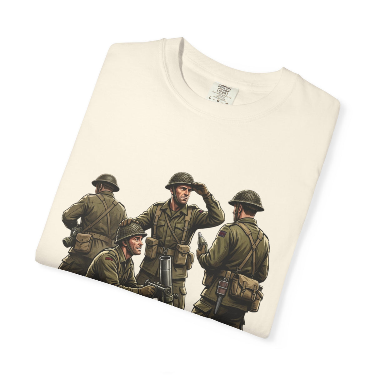 Mortars Military Crew T‑Shirt — Vintage Soldier Illustration Tee