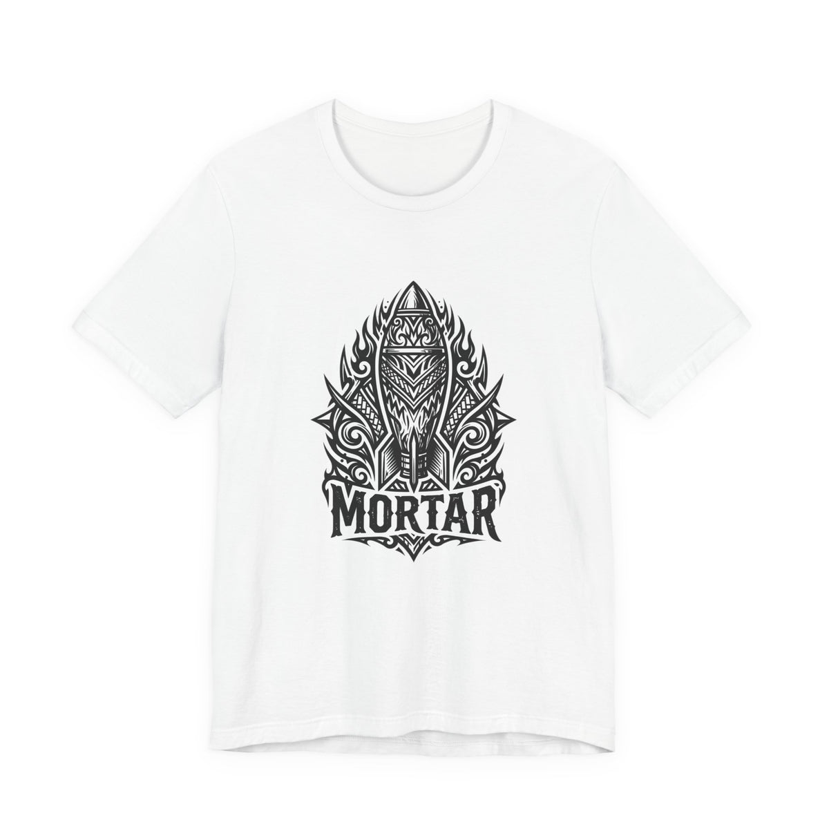 Mortar Tribal Rocket T-Shirt — Bold Black Graphic Tee
