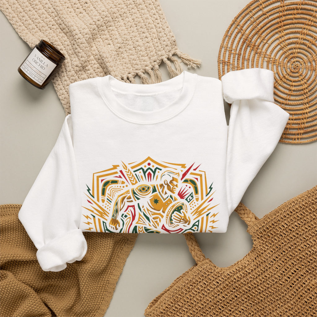Australia Rugby Crewneck Sweatshirt — Abstract Kangaroo Rugby Design