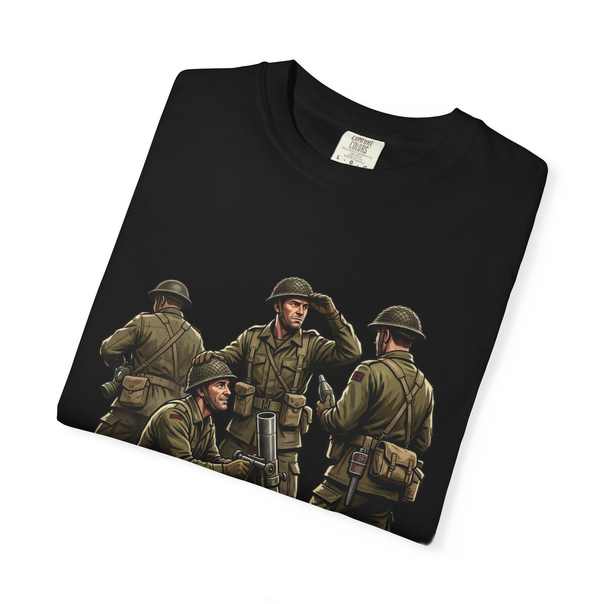 Mortars Military Crew T‑Shirt — Vintage Soldier Illustration Tee