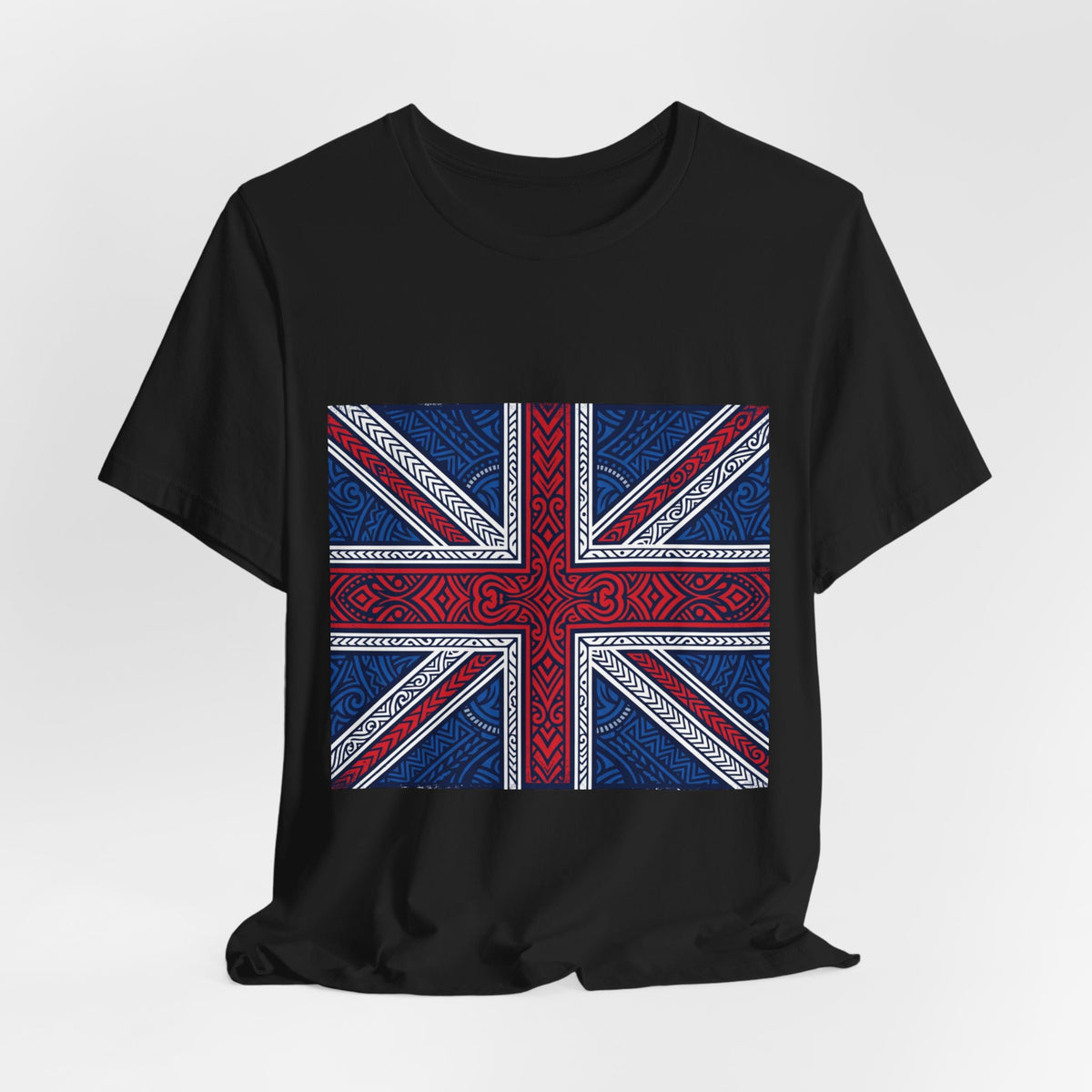 British Union Jack Tee — Tribal Pattern UK Flag T‑Shirt